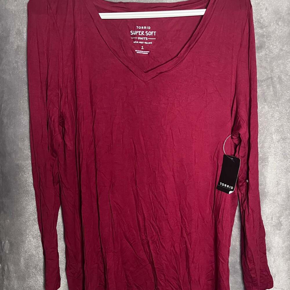 Torrid Plus Size Perfect Super Soft V-Neck Long Sleeve Tee